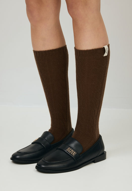 Brązowe skarpetki z wełną HOLLY