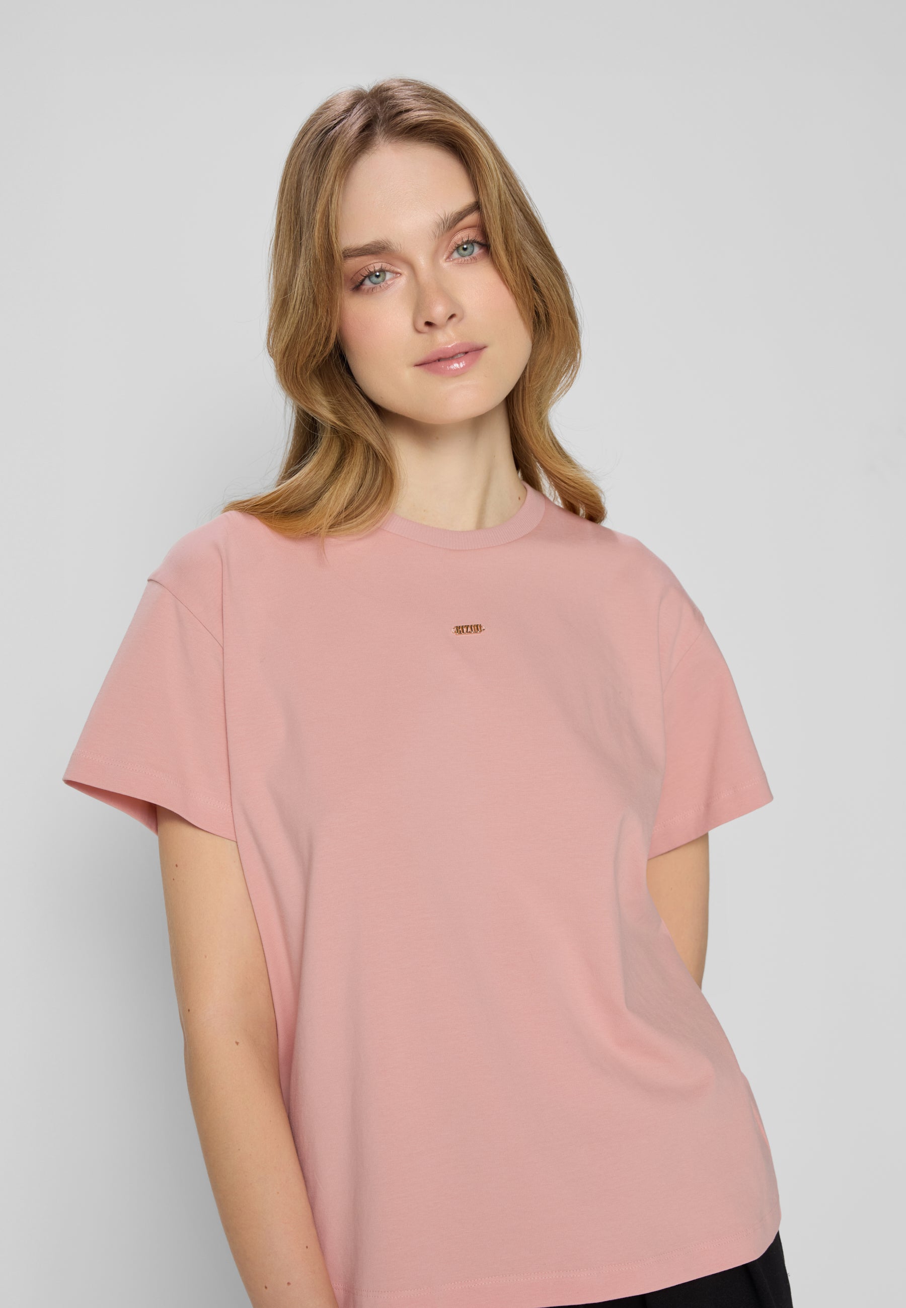 Łososiowy T-shirt oversize TISHAL