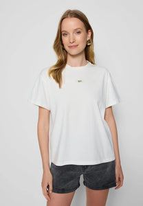 Klasyczny kremowy T-shirt z logo TISHALLE