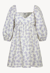 Kremowa sukienka mini w autorski print ALMAR