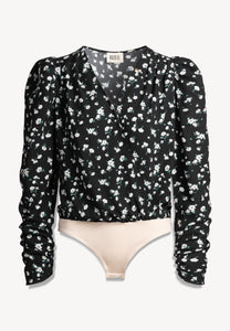 Czarne body w kwiatowy print ALIBA