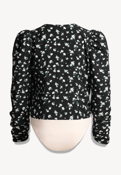 Czarne body w kwiatowy print ALIBA