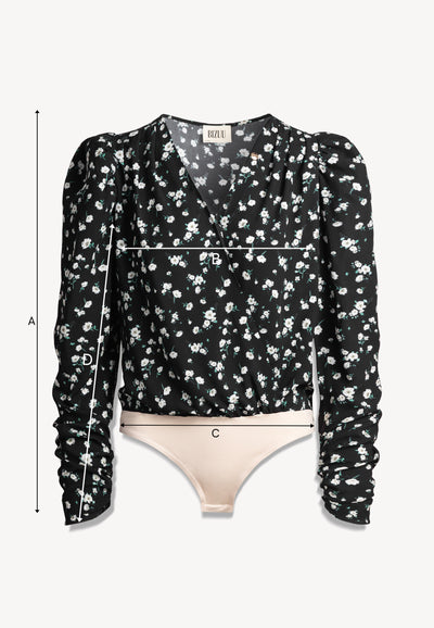 Czarne body w kwiatowy print ALIBA