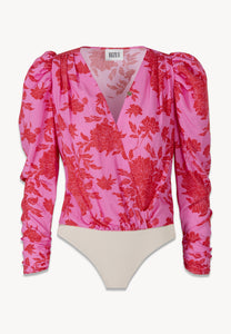 Różowe body w kwiatowy print ALIBA