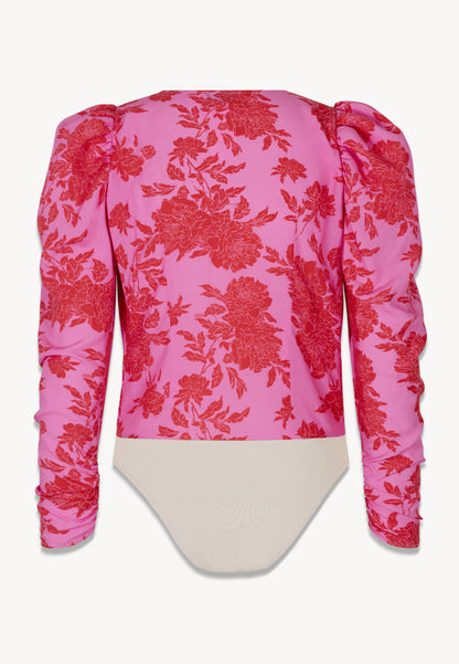 Różowe body w kwiatowy print ALIBA
