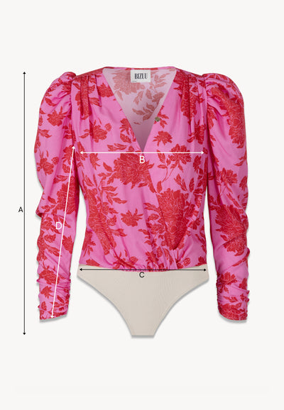 Różowe body w kwiatowy print ALIBA