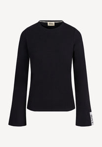 Czarny longsleeve z rozszerzonym rękawem BELUNNA