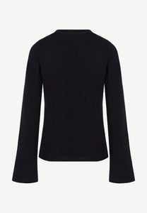 Czarny longsleeve z rozszerzonym rękawem BELUNNA