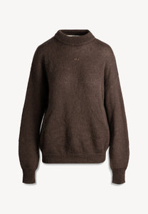 Brązowy sweter oversize z wełną FAROA