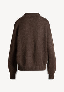 Brązowy sweter oversize z wełną FAROA
