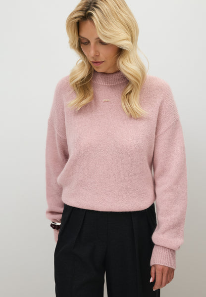 Różowy sweter oversize z wełną FAROA