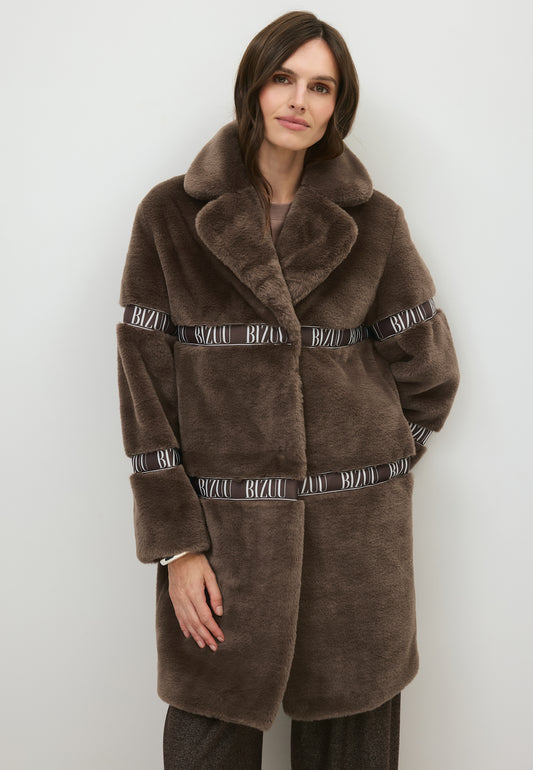 Kakaowe oversizowe futro FLORENCE