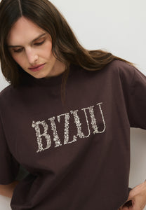 Brązowy T-shirt z logo JONI