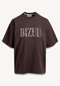 Brązowy T-shirt z logo JONI