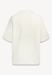 Masełkowy t-shirt oversize JONI z ozdobnym logo