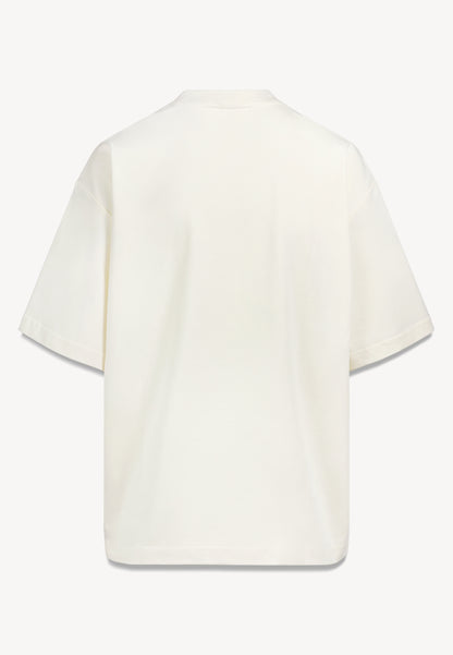 Masełkowy t-shirt oversize JONI z ozdobnym logo