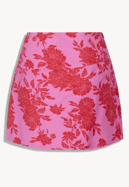 Różowa mini spódniczka LANNIL w kwiatowy print