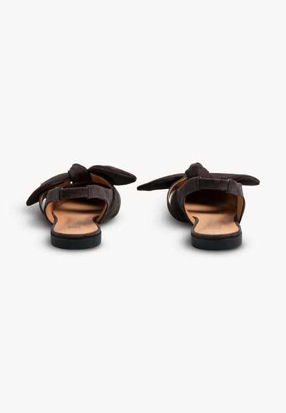 Brązowe baleriny slingback z zamszu LAZO