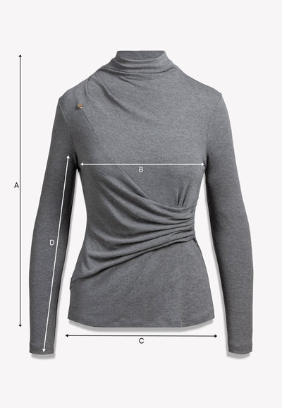 Szary longsleeve z marszczeniem LOMEA