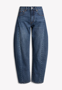 Ciemnoniebieskie jeansy LYON o kroju barrel