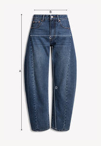 Ciemnoniebieskie jeansy LYON o kroju barrel