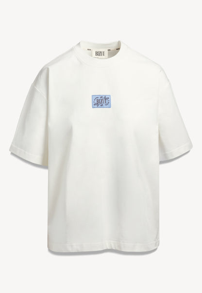 Maślany t-shirt oversize PARADISO z logo