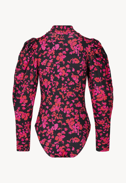 Różowe body PINGANG w autorski kwiatowy print