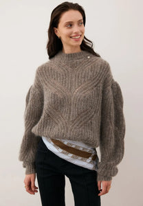 Beżowy sweter ażurowy oversize ROSSO