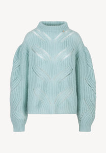 Błękitny sweter ażurowy oversize ROSSO