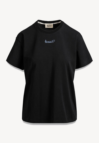 Czarny T-shirt z haftem SEYA