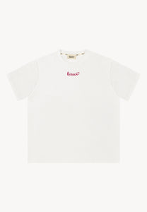 Kremowy t-shirt z haftem bizuu SEYA