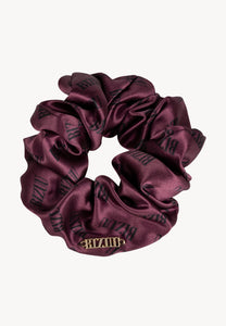 Bordowa jedwabna gumka do włosów w logo SILKY