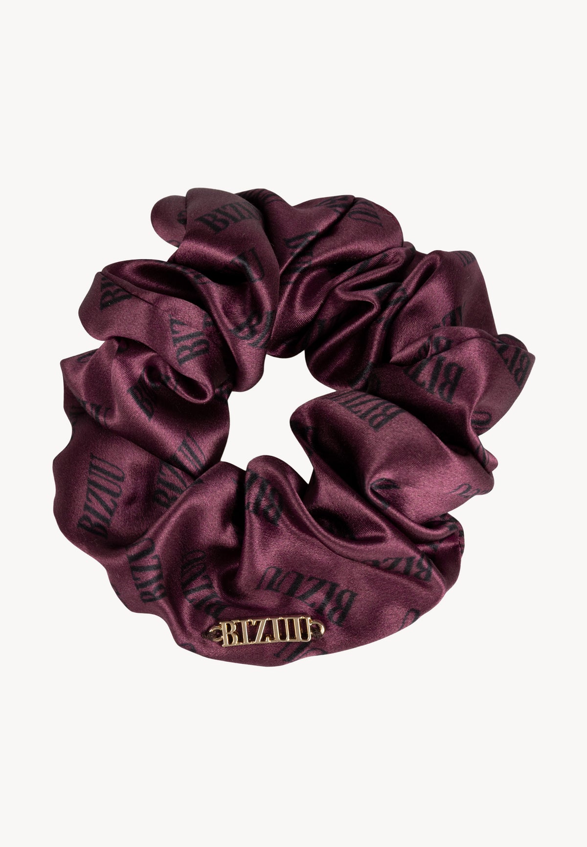Bordowa gumka z jedwabiu SILKY w logowany print.
