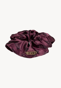 Bordowa jedwabna gumka do włosów w logo SILKY