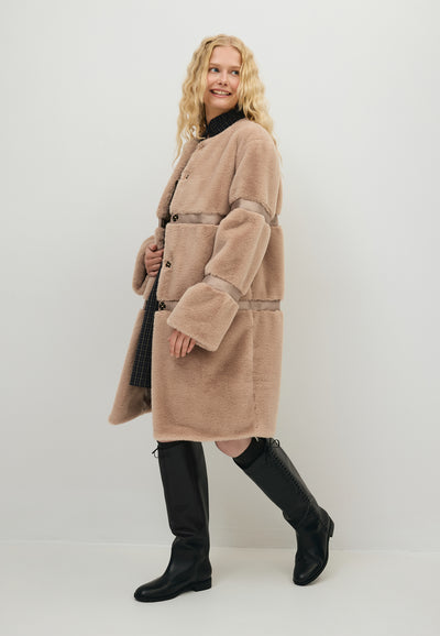 Herbatnikowe futro oversize SORRENTO