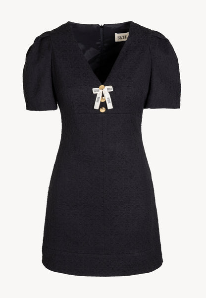 Sukienka mini z tkaniny typu tweed TIBA czarna