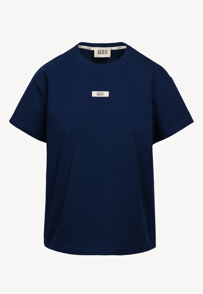 Bawełniany granatowy T-shirt z logo TISHALLE