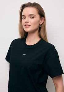 Czarny T-shirt oversize TISHAL