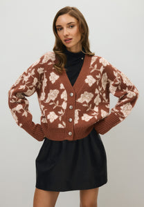 Brązowy sweter w kwiaty VIQUA