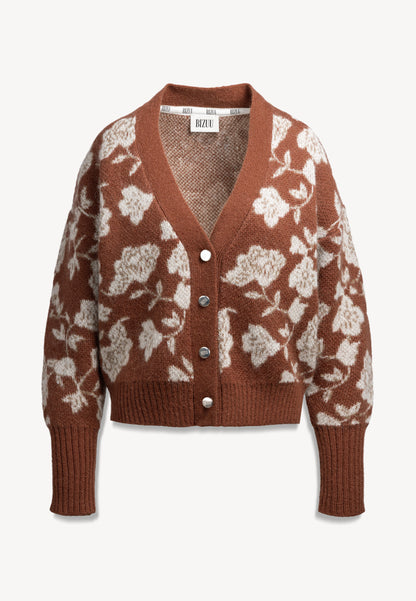 Brązowy sweter w kwiaty VIQUA