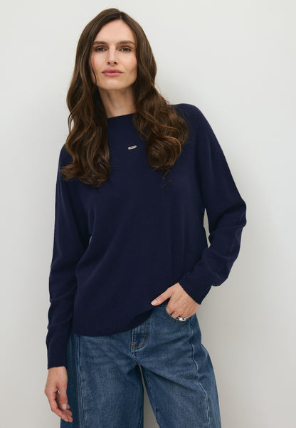 Granatowy wełniany sweter WOOLY