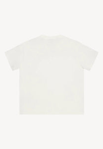 Kremowy t-shirt damski z nadrukowanym kołnierzem COLLARY