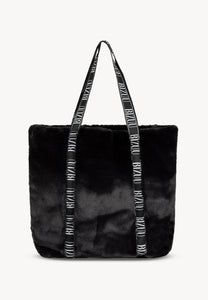 Czarna torba shopper z imitacji futra FUZZY