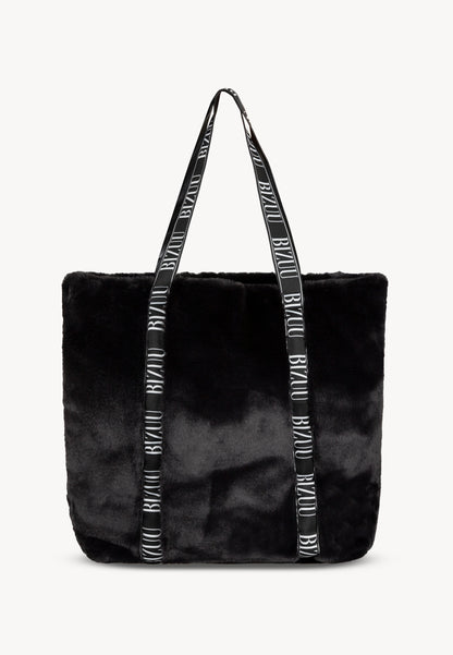 Czarna torba shopper z imitacji futra FUZZY